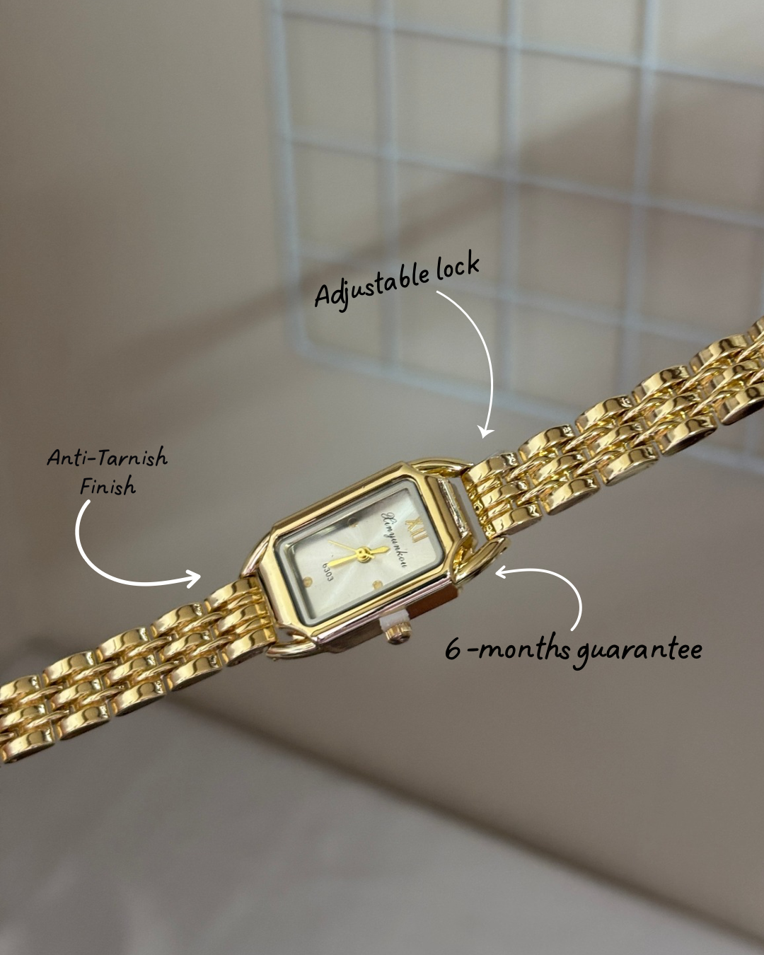 Golden grace square watch