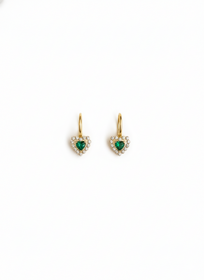 Heart emerald studs