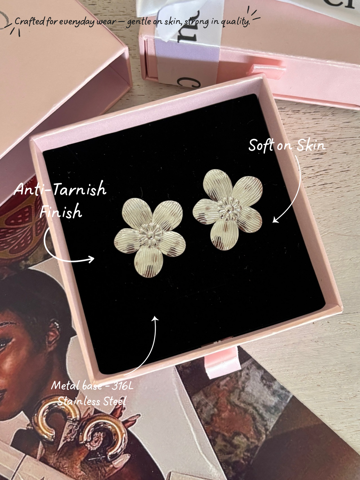 Silvery flower studs