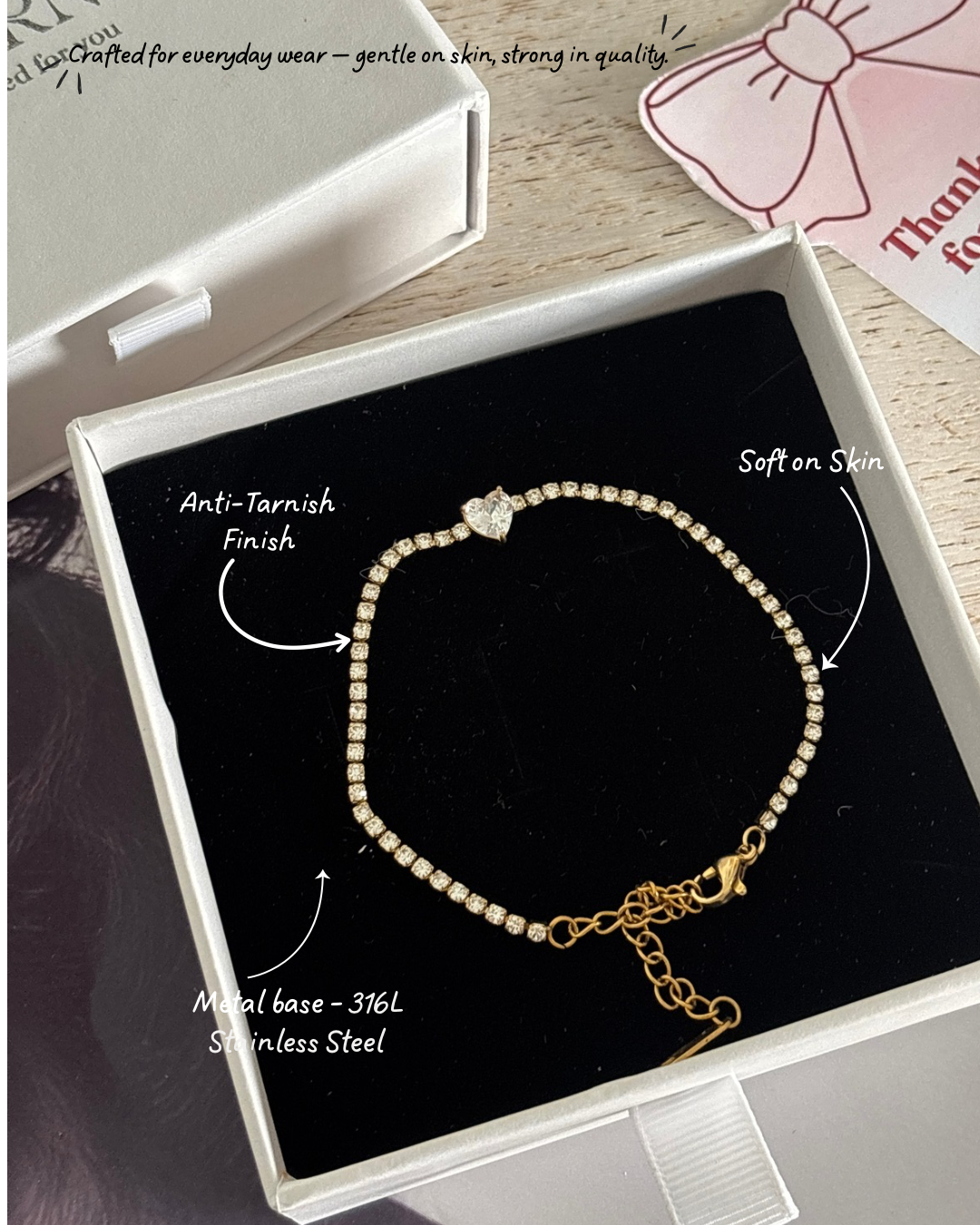 Heart tennis bracelet
