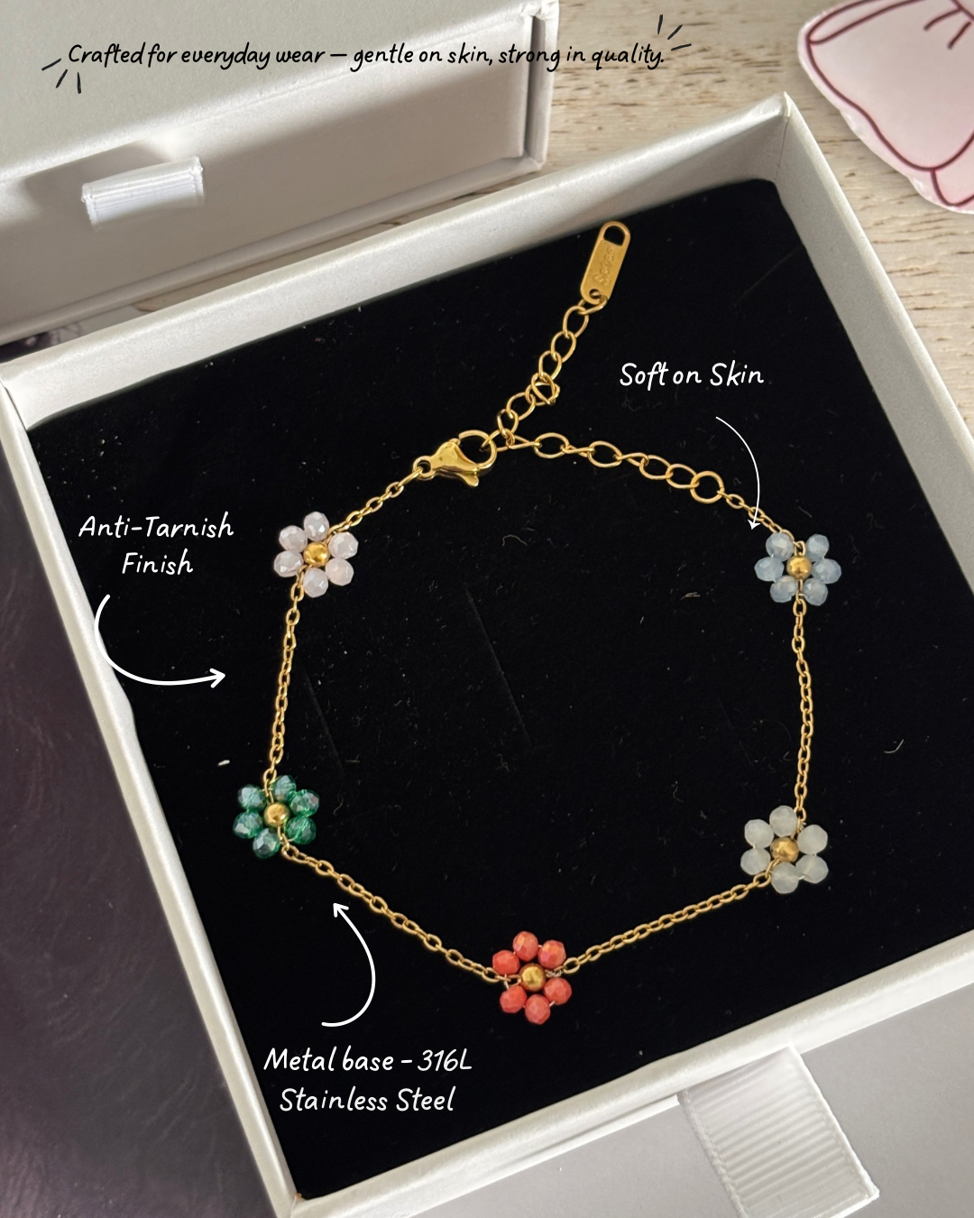 Multicolour floral bracelet