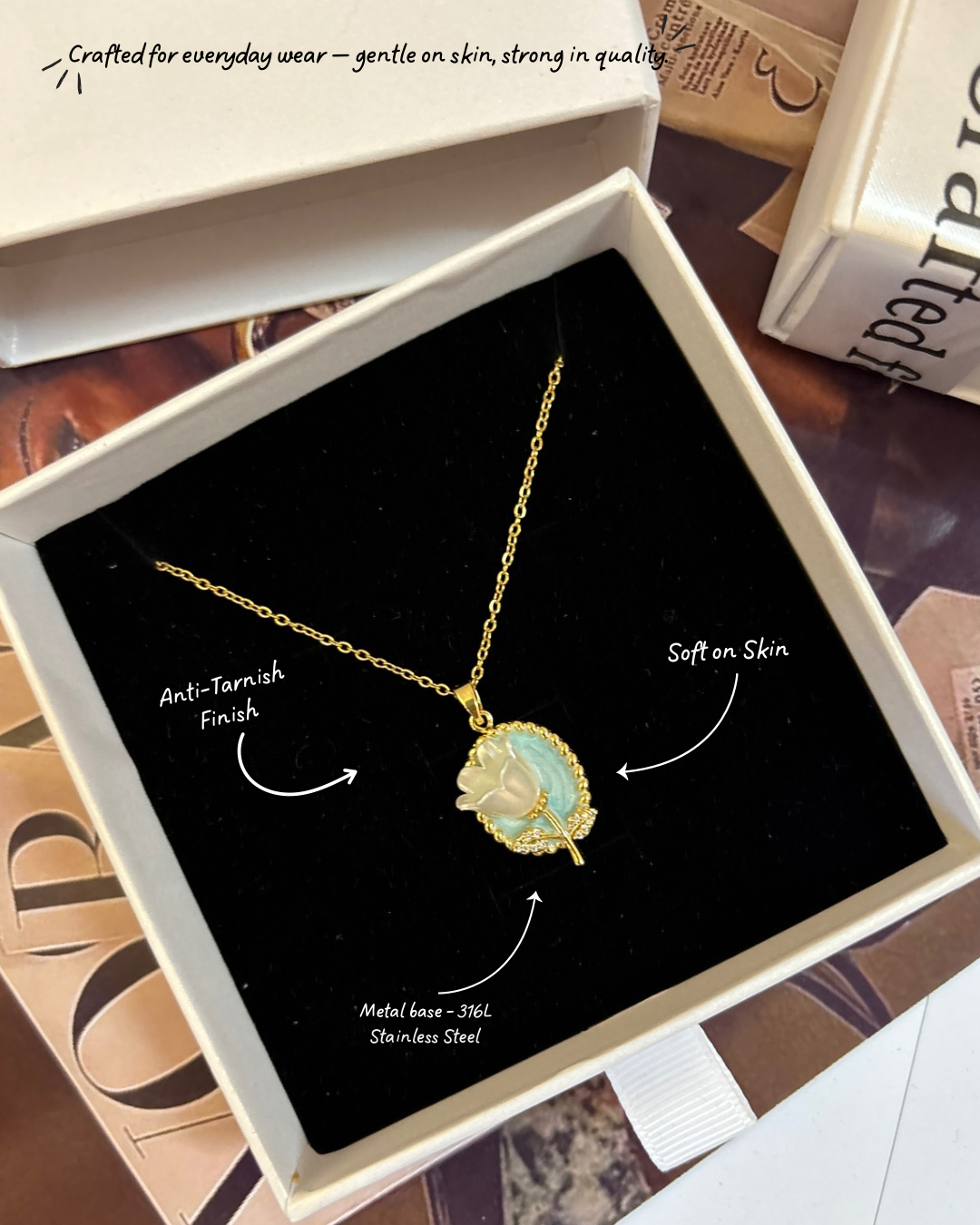 Whimsical rose pendant